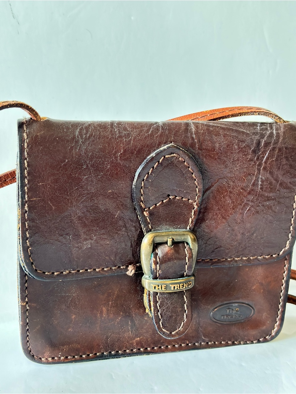 Small TREND leather bag, made in Italy, brown, convertible into a belt bag